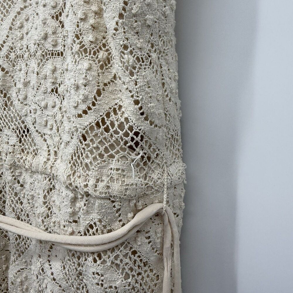 Jayna Vintage Cream Dress Lace Cutout Midi Boho Size XS Bridal - Picture 12 of 13